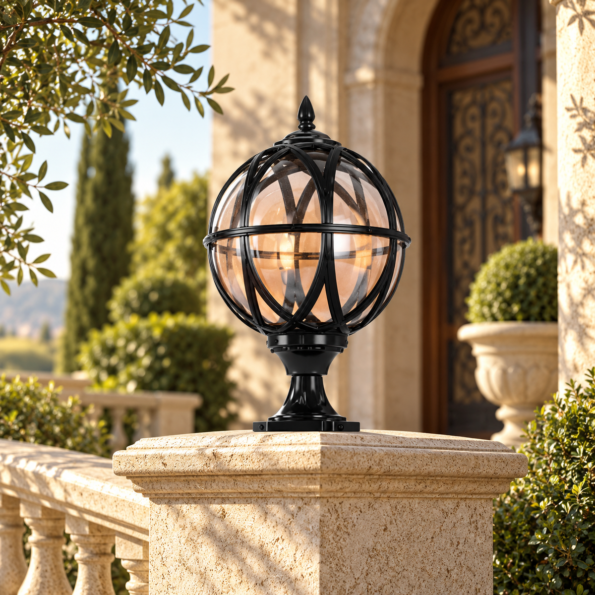Vintage Glass Globe-Lantern Wall Light