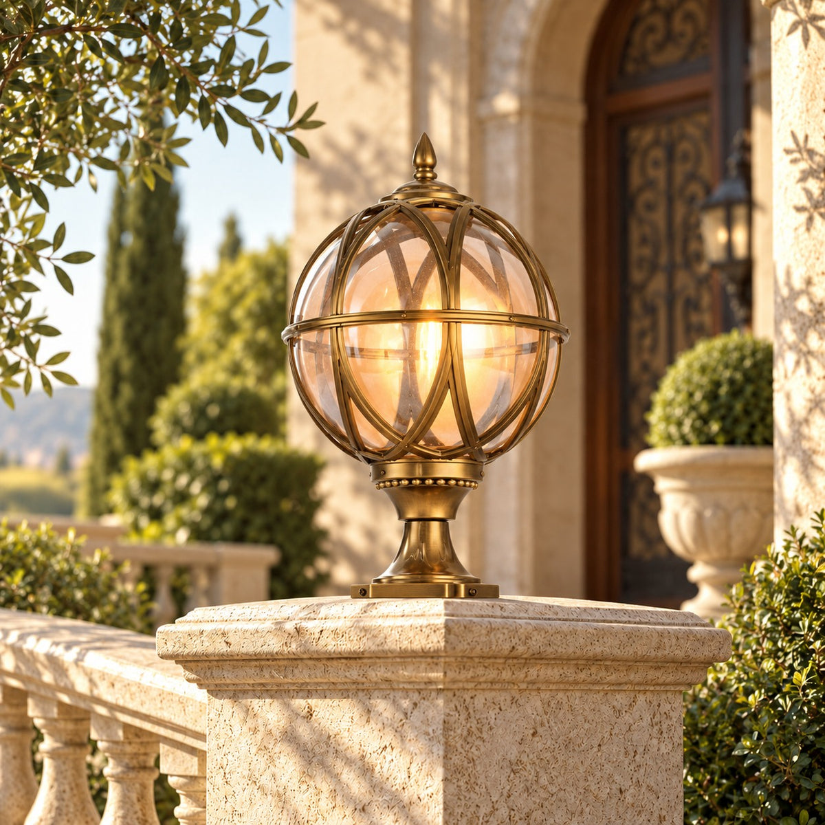 Vintage Glass Globe-Lantern Wall Light