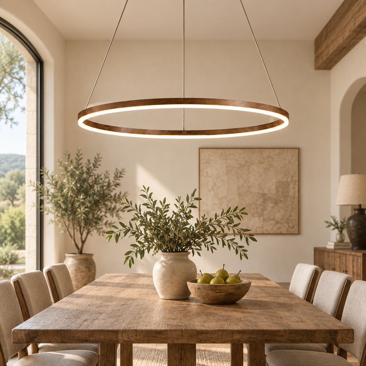 Modern Metal Ring Pendant Light