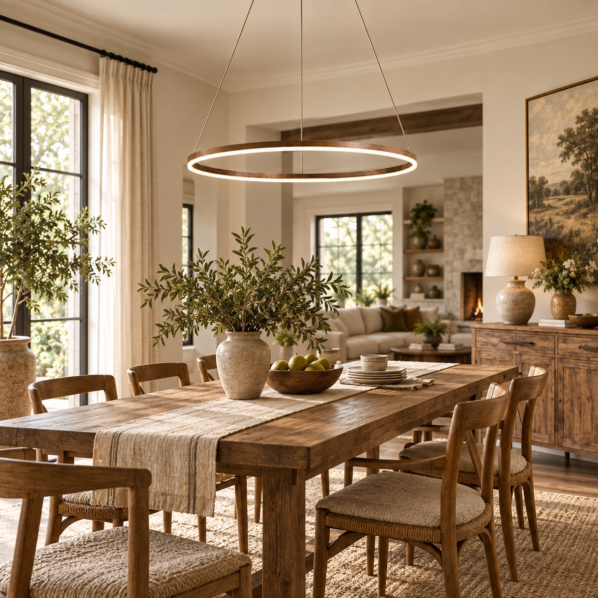 Modern Metal Ring Pendant Light