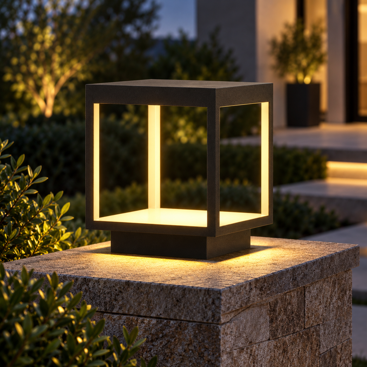 Modern Metal Square Post Light