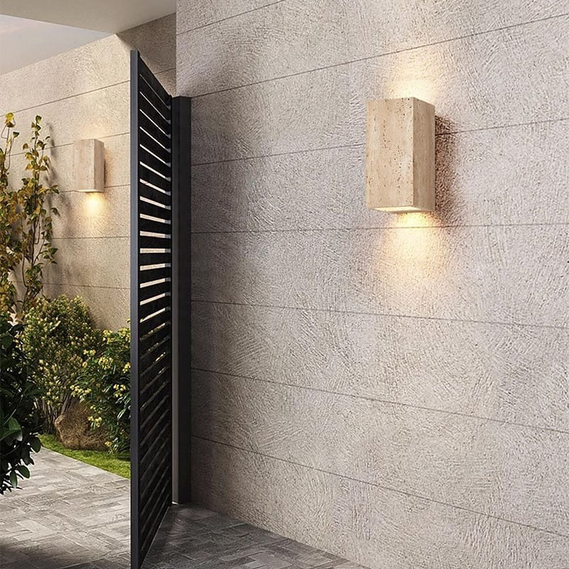Wabi-Sabi Travertine Cylinder Wall Light