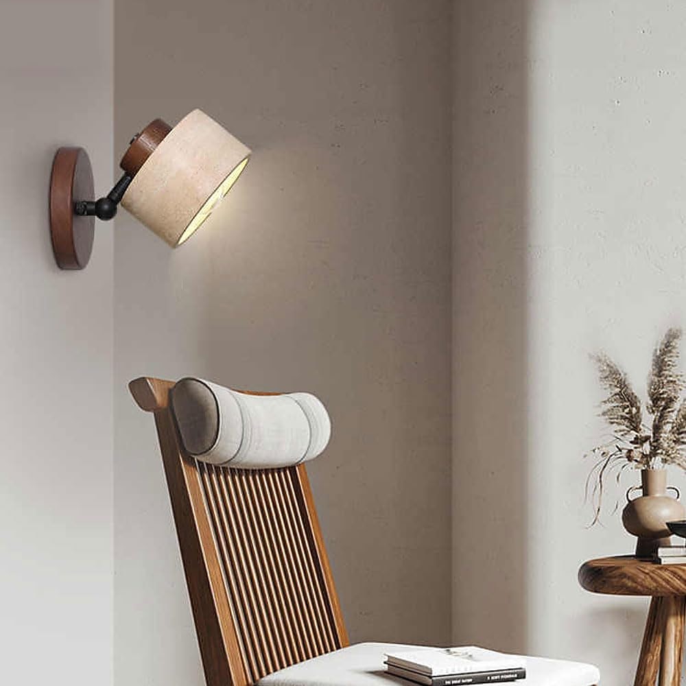 Wabi-Sabi Travertine Cylinder Wall Light