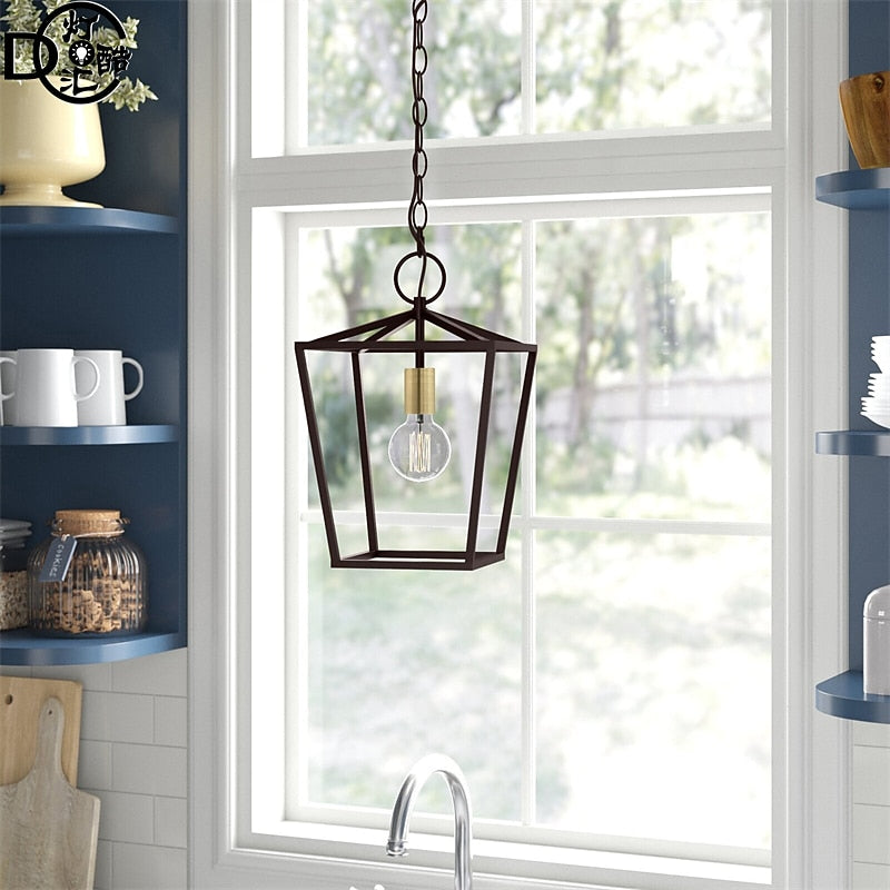Rustic Metal Lantern Pendant Light