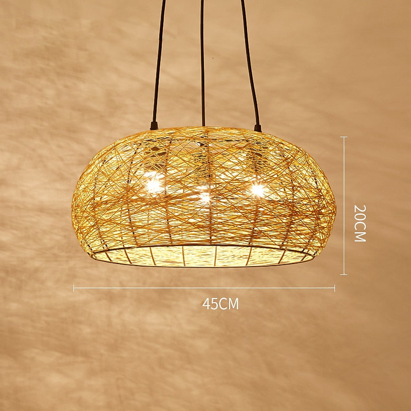 Boho Rattan Dome Pendant Light