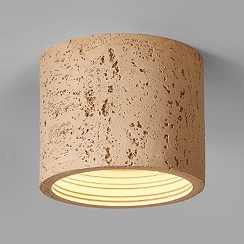 Wabi-Sabi Travertine Drum Ceiling Light