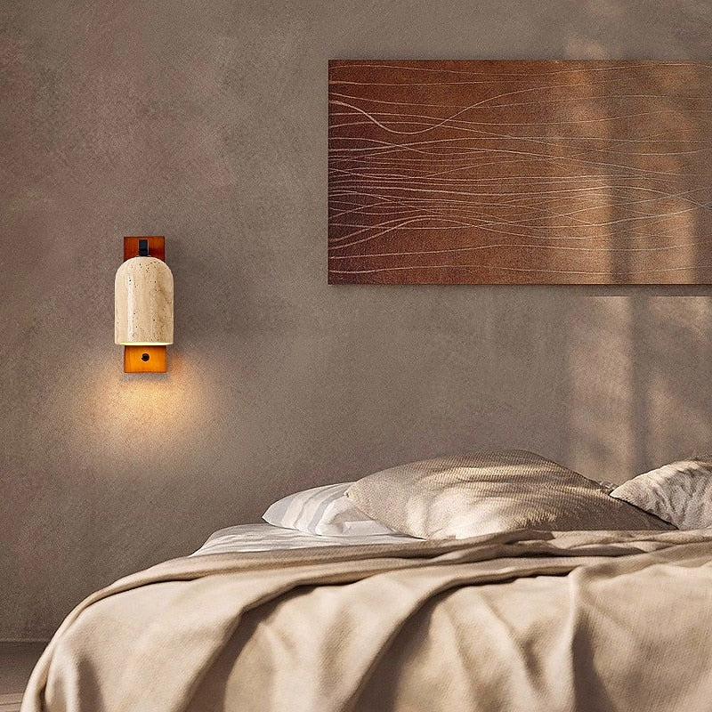 Wabi-Sabi Travertine Cylinder Wall Light