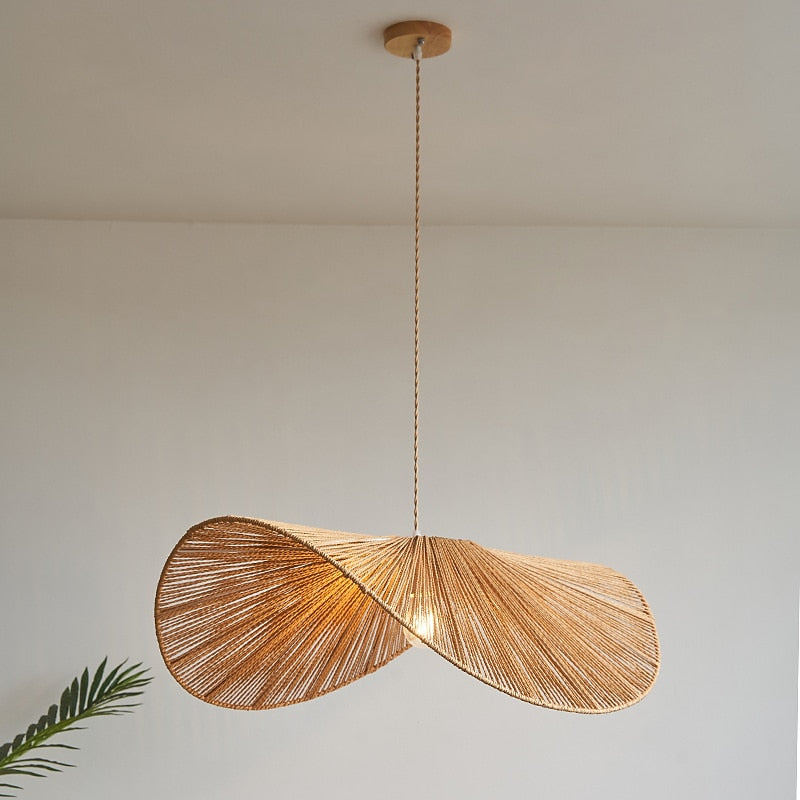 Boho Rattan Leaf Pendant Light