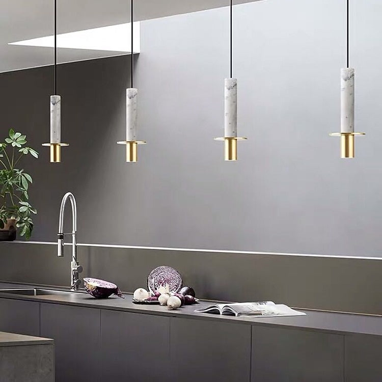 Modern Marble Cylinder Pendant Light
