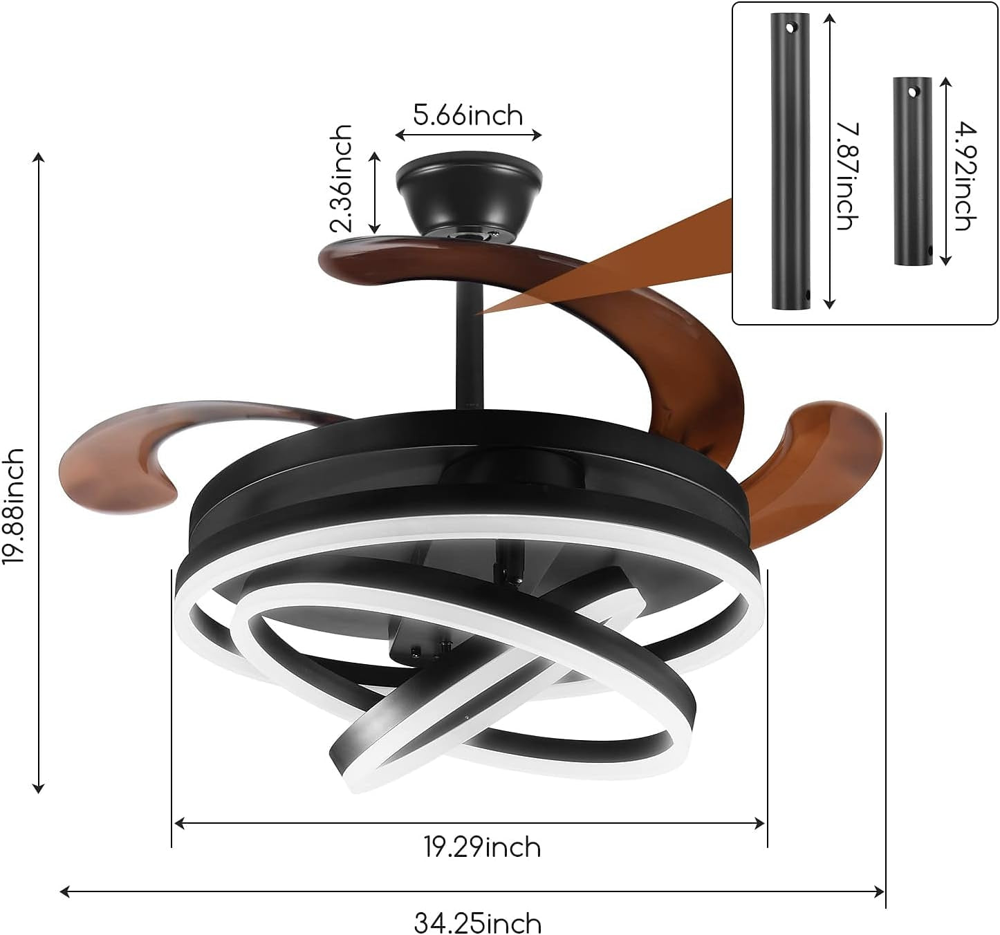 Modern Metal Ring-Fan Ceiling Fan Light