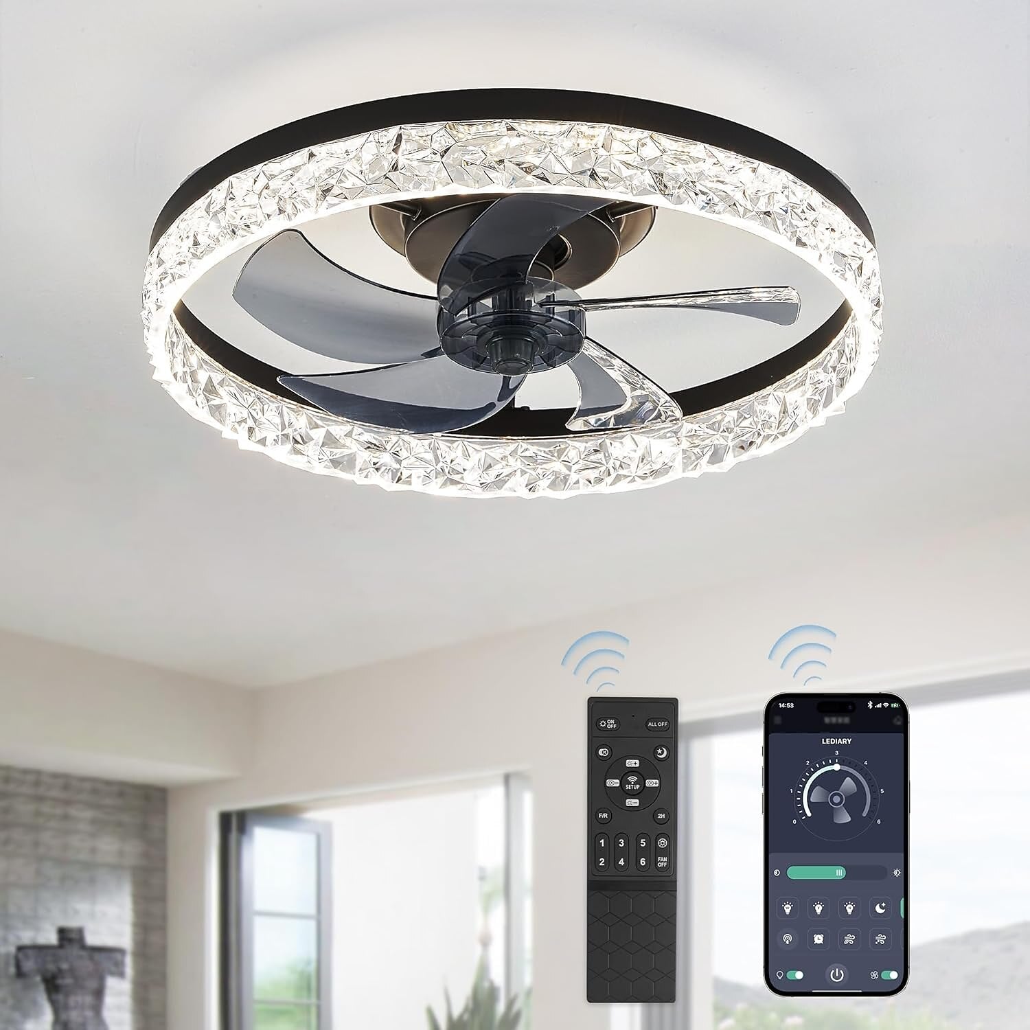 Modern Metal Ring-Fan Ceiling Fan Light