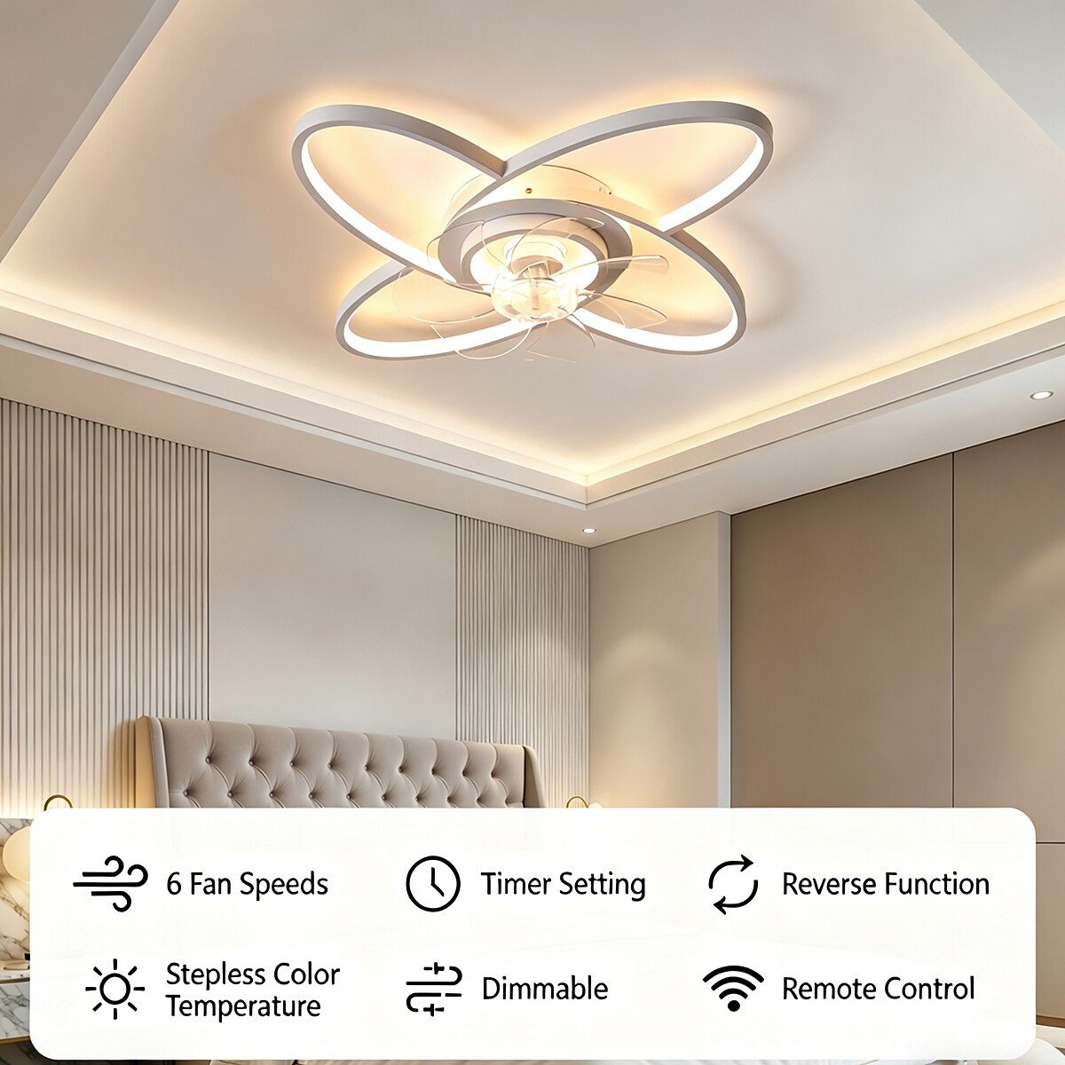 Modern Metal Ring-Fan Ceiling Fan Light