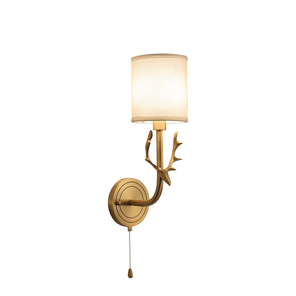 Vintage Fabric Antler Wall Light