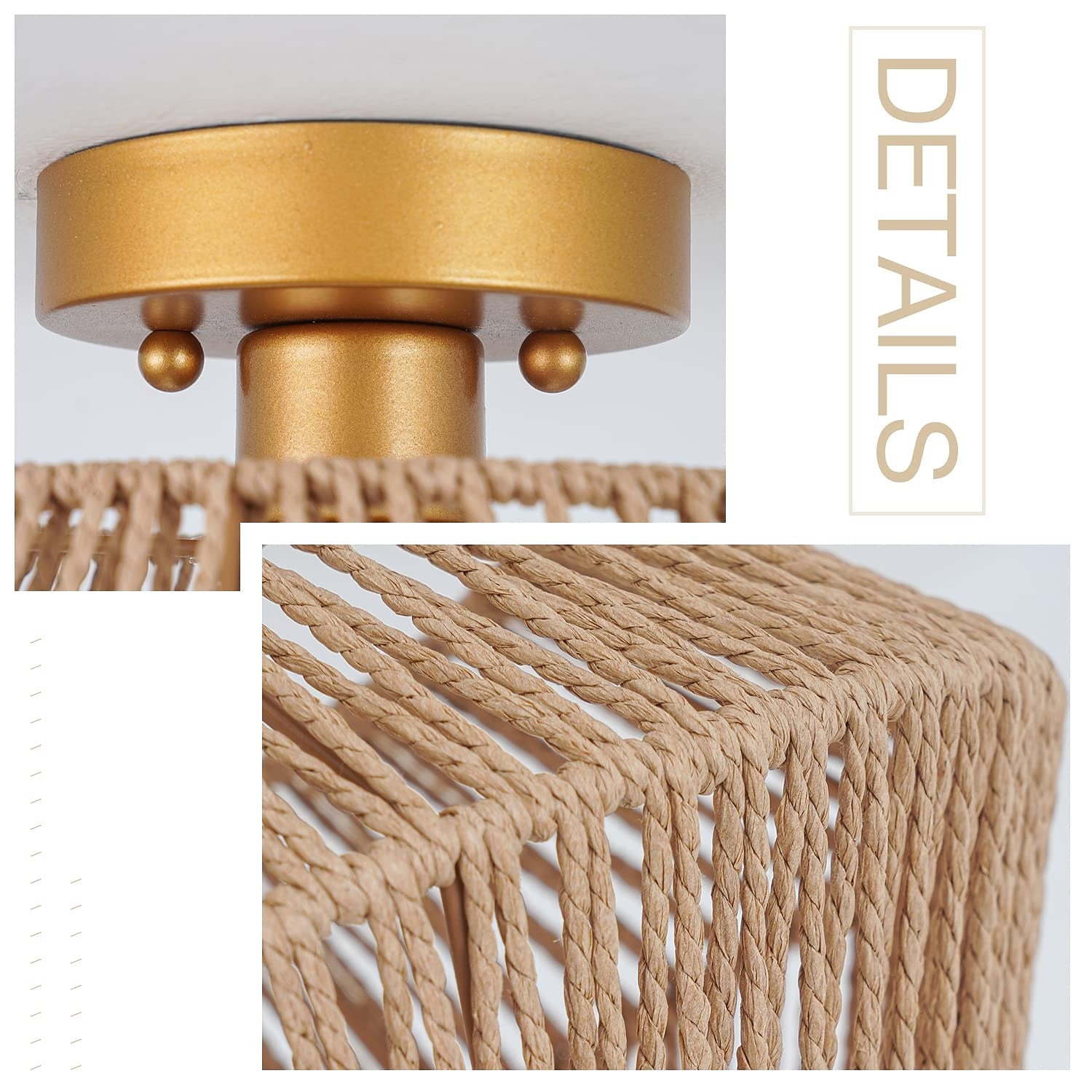 Boho Rattan Drum Ceiling Light