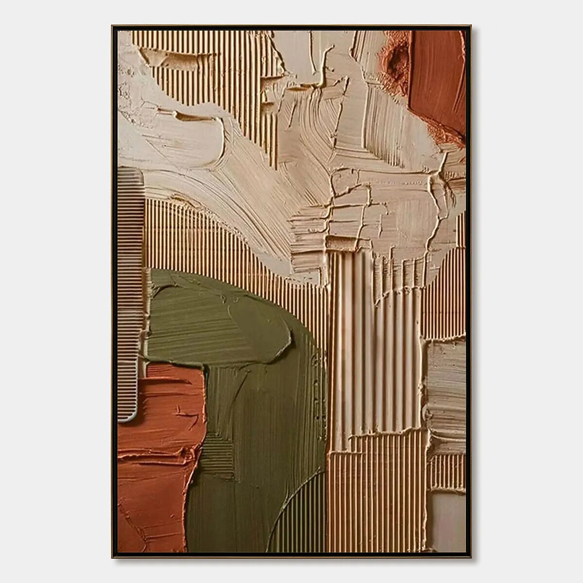 Earth-Tone Geometric Textured Painting