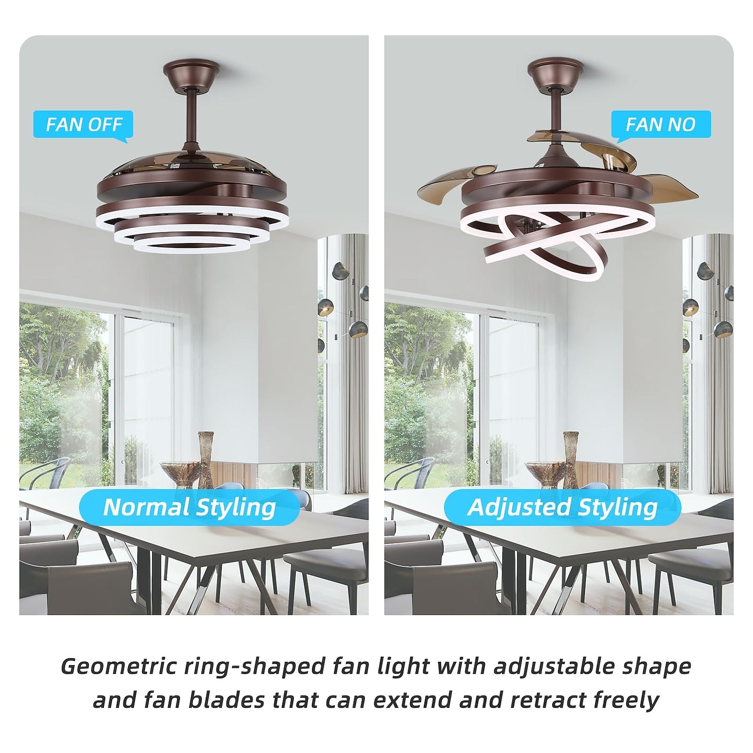 Modern Metal Ring-Fan Ceiling Fan Light