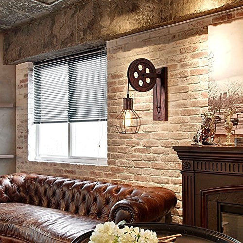 Industrial Metal Pulley-Lantern Wall Light