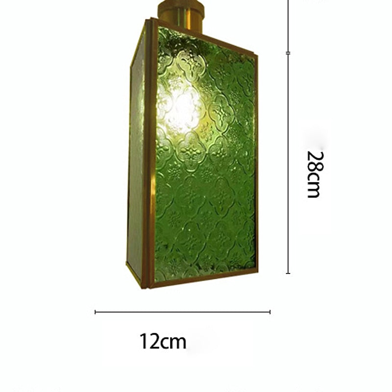 Vintage Stained-Glass Dome Pendant Light
