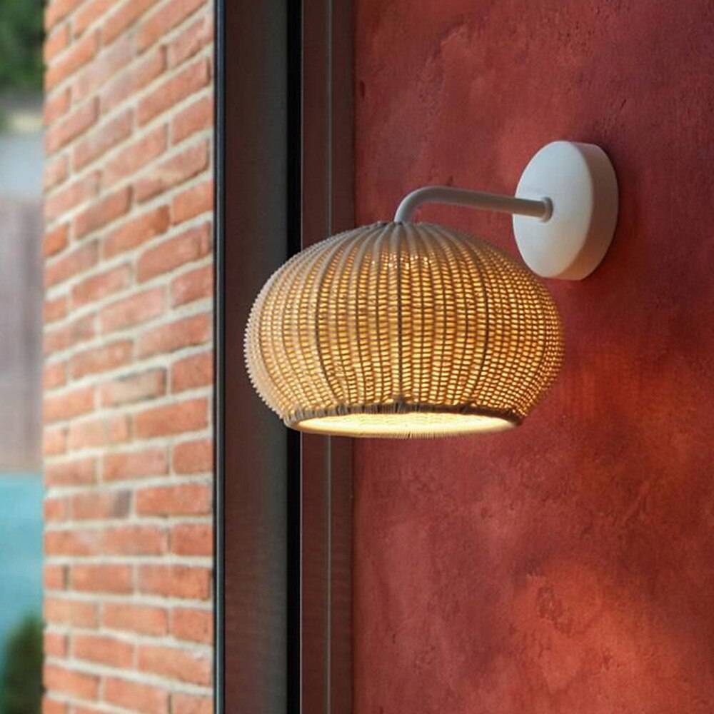 Boho Rattan Dome Wall Light