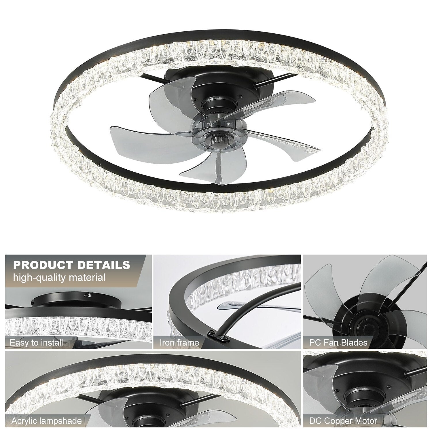 Modern Metal Ring-Fan Ceiling Fan Light