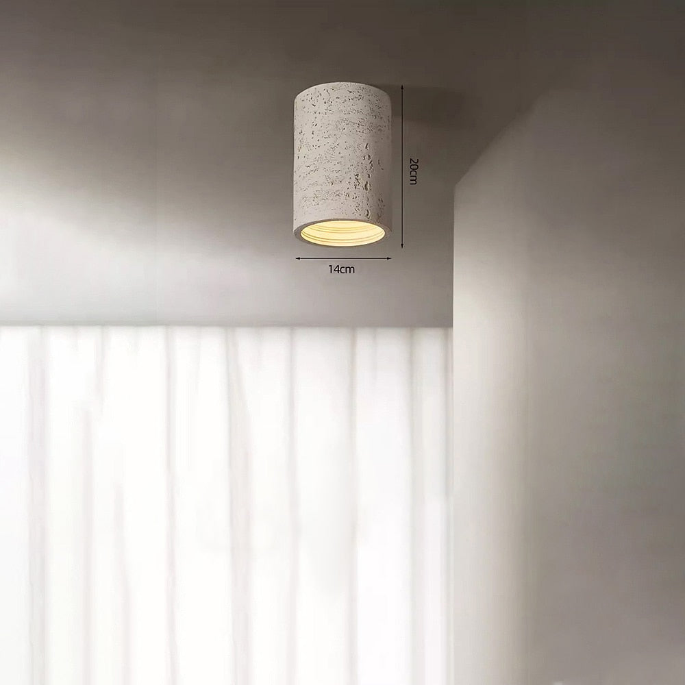Wabi-Sabi Travertine Cylinder Ceiling Light