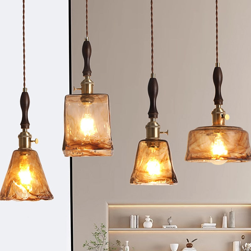 Vintage Glass Bell Pendant Light