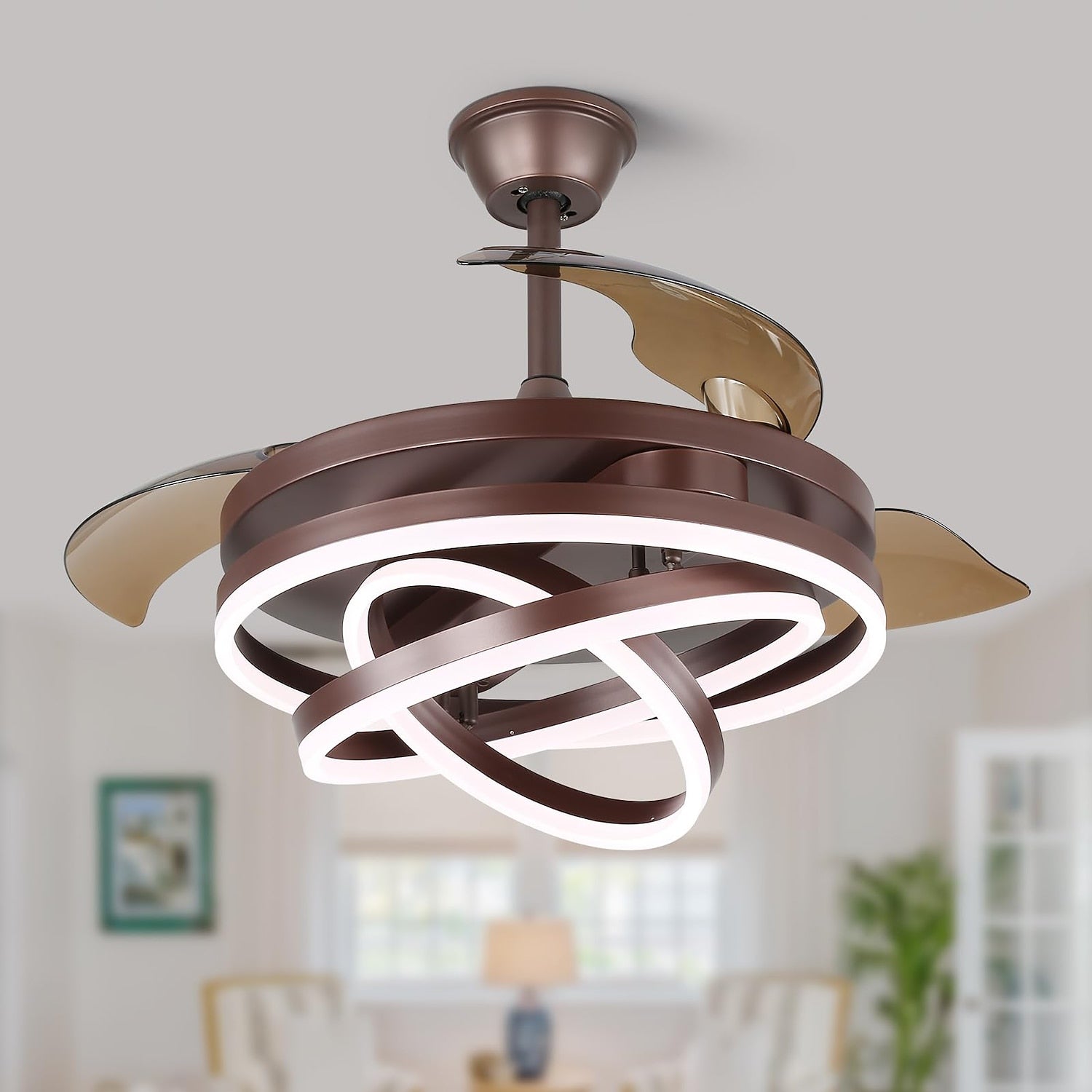 Modern Metal Ring-Fan Ceiling Fan Light