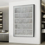 White Linear Relief Abstract Painting