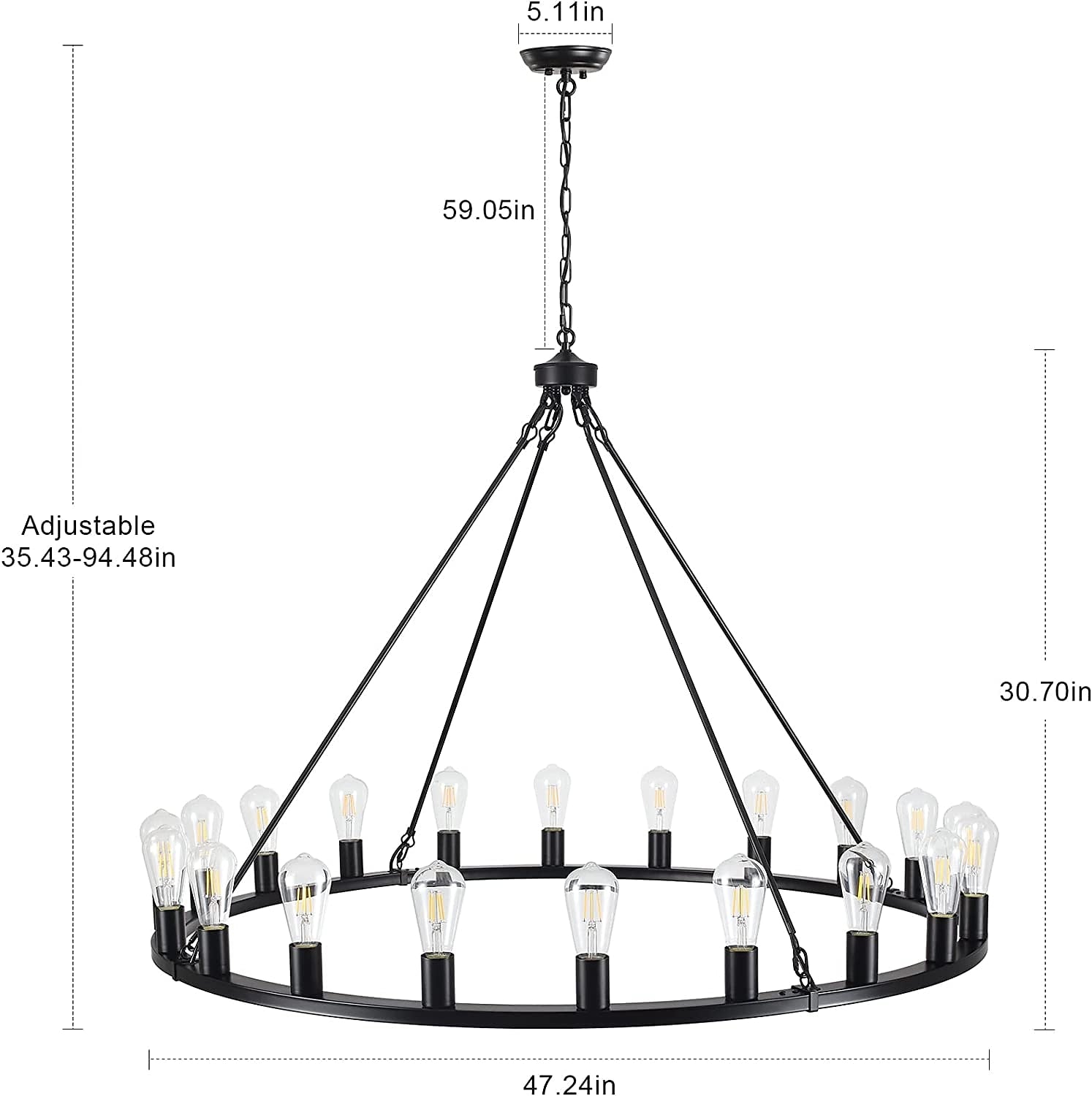 Industrial Metal Wagon-Wheel Chandelier