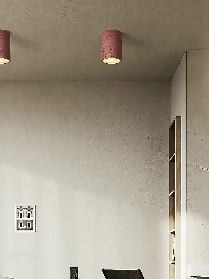 Wabi-Sabi Travertine Cylinder Ceiling Light