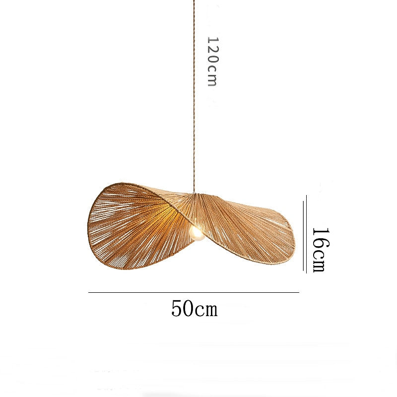 Boho Rattan Leaf Pendant Light