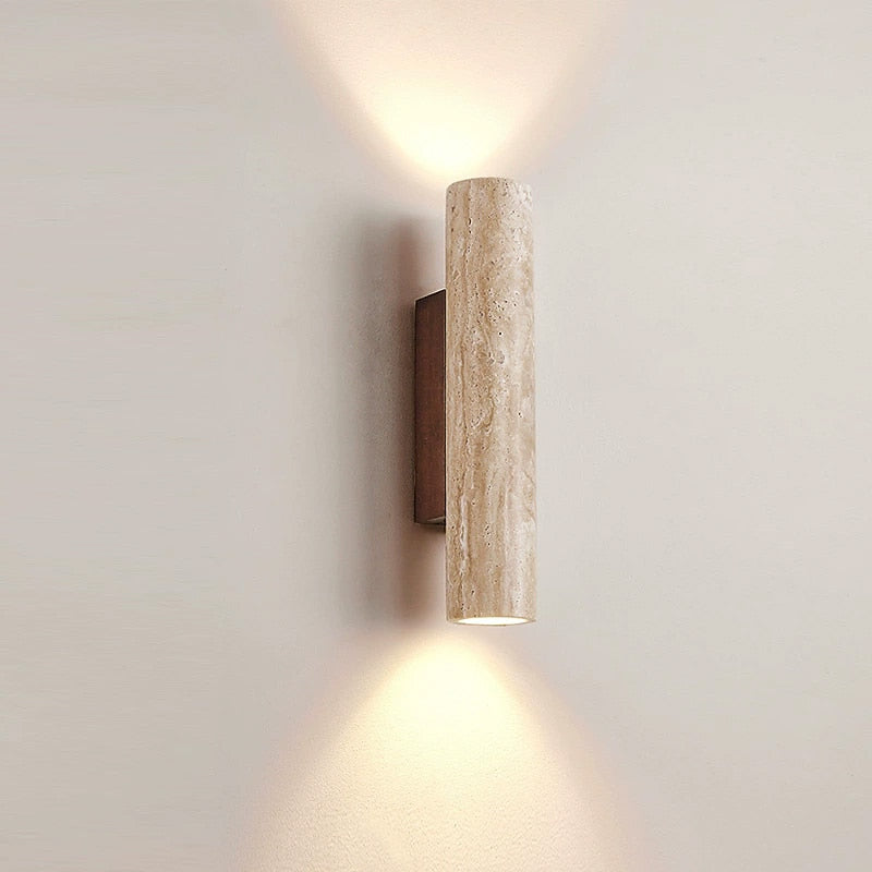 Wabi-Sabi Travertine Cylinder Wall Light