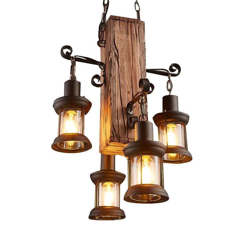 Industrial Glass Cluster-Lantern Pendant Light