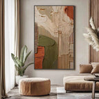 Earth-Tone Geometric Textured Painting