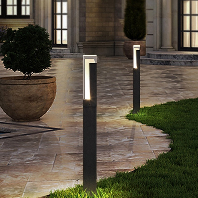 Modern Metal Bollard Post Light