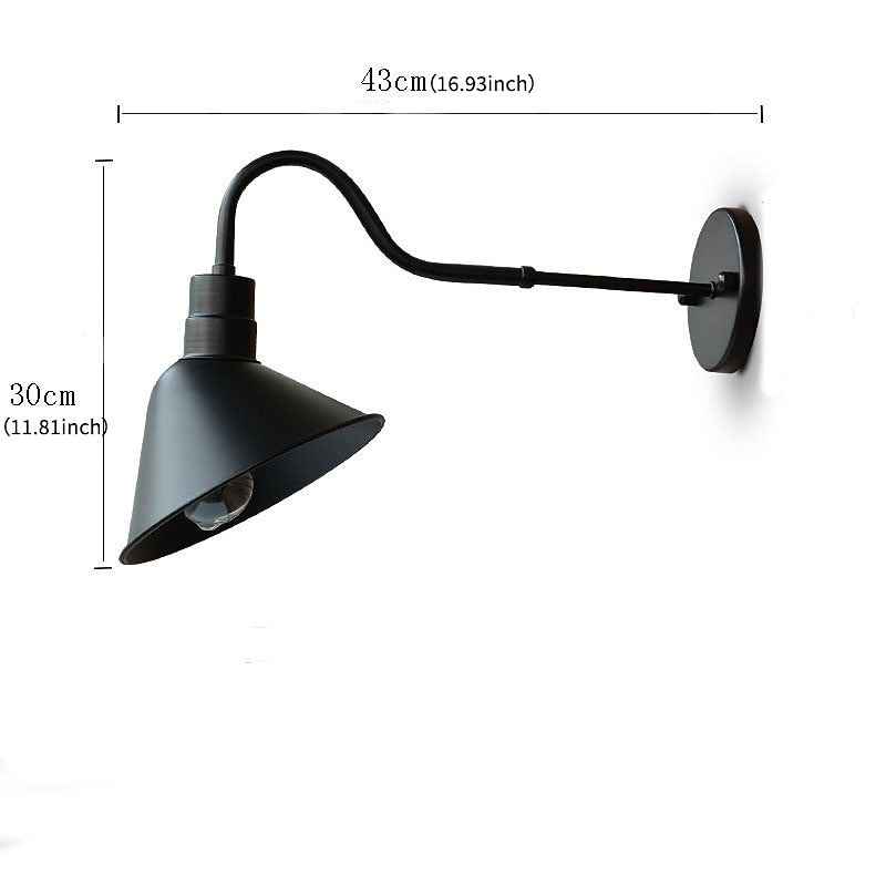 Industrial Metal Gooseneck Wall Light