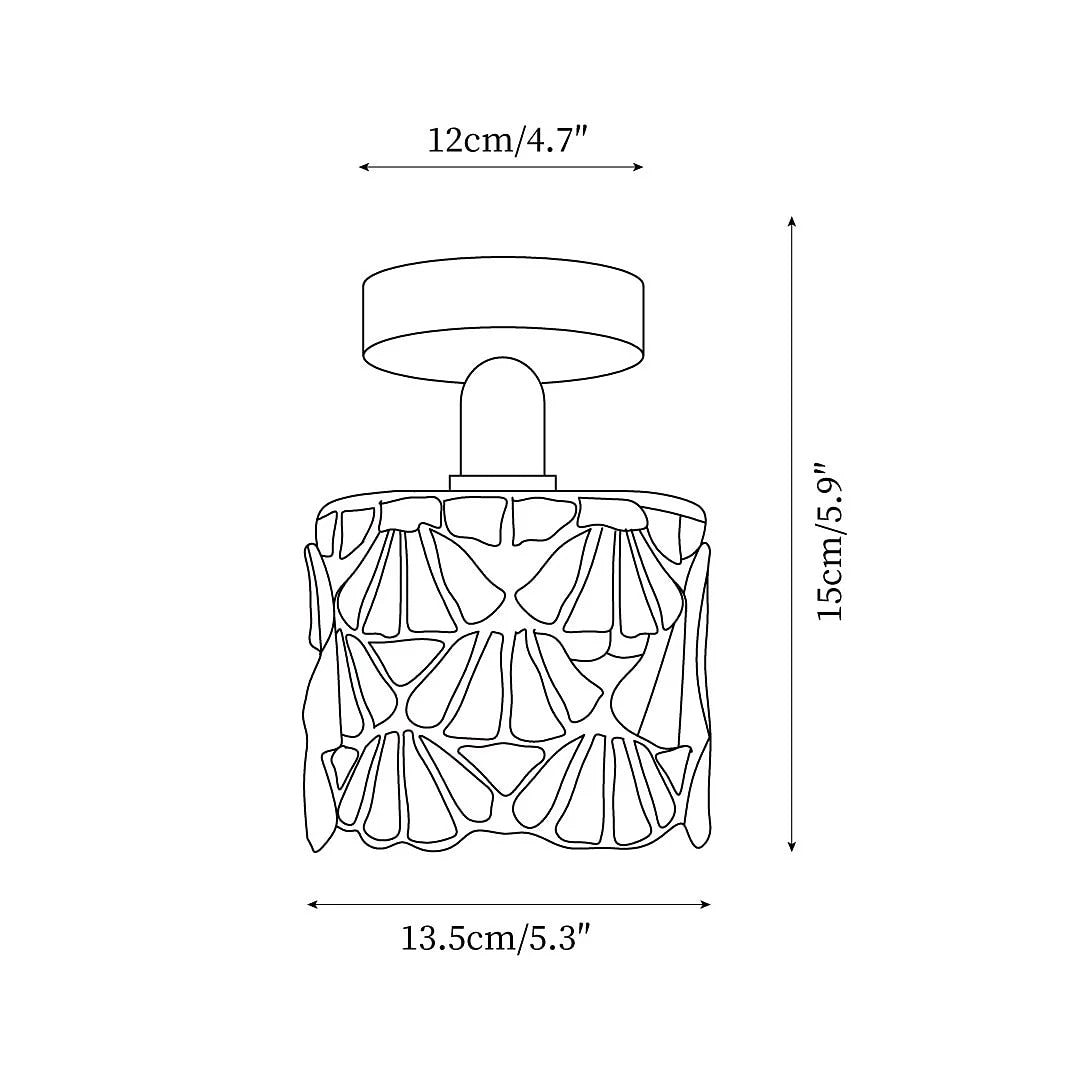 Vintage Stained-Glass Cylinder Ceiling Light