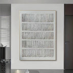 White Linear Relief Abstract Painting