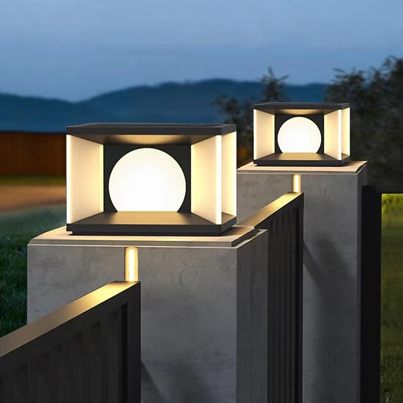 Modern Metal Square Post Light