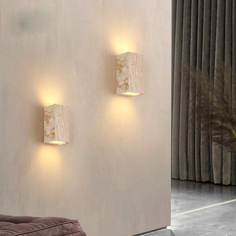Wabi-Sabi Travertine Cylinder Wall Light