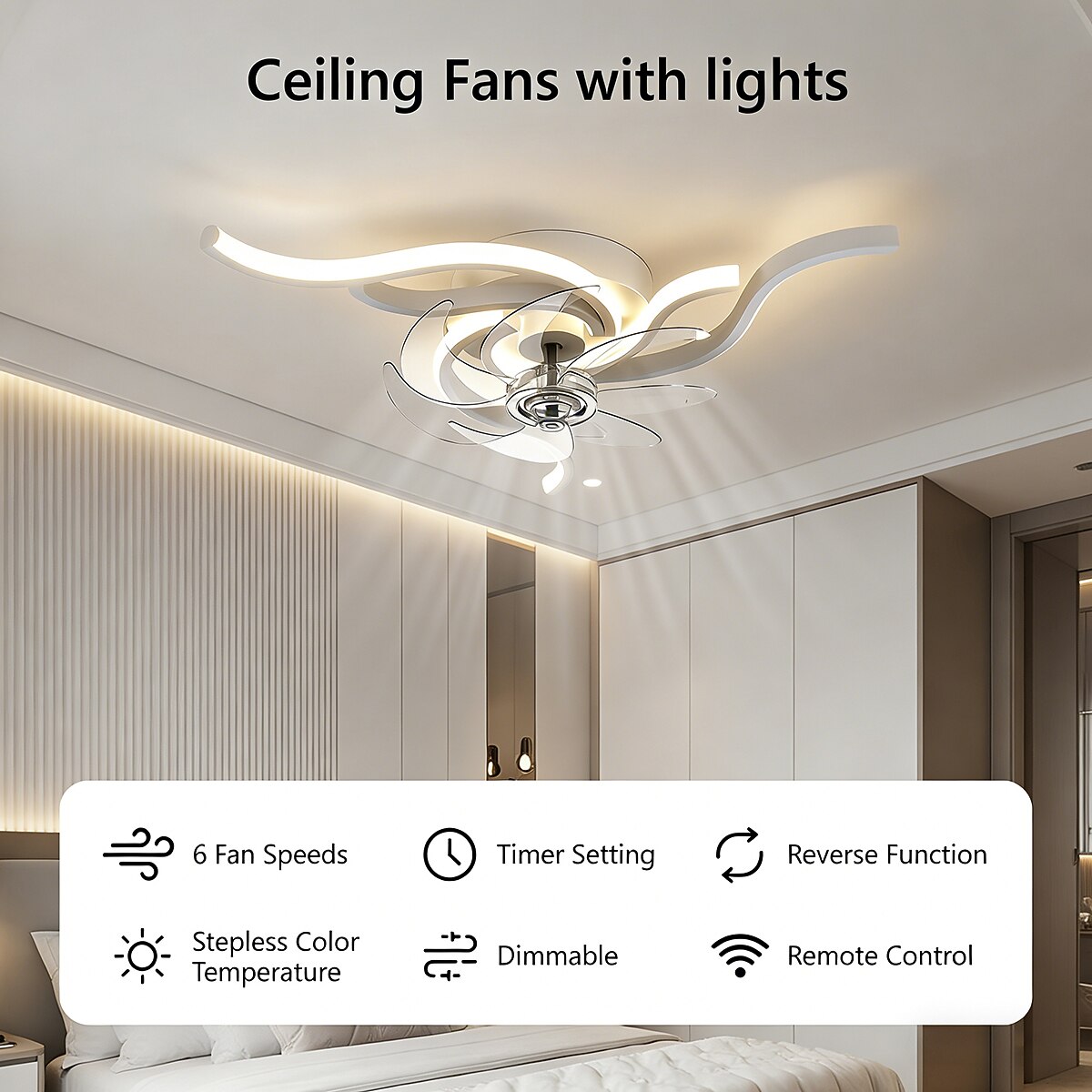 Modern Metal Blade-Fan Ceiling Fan Light
