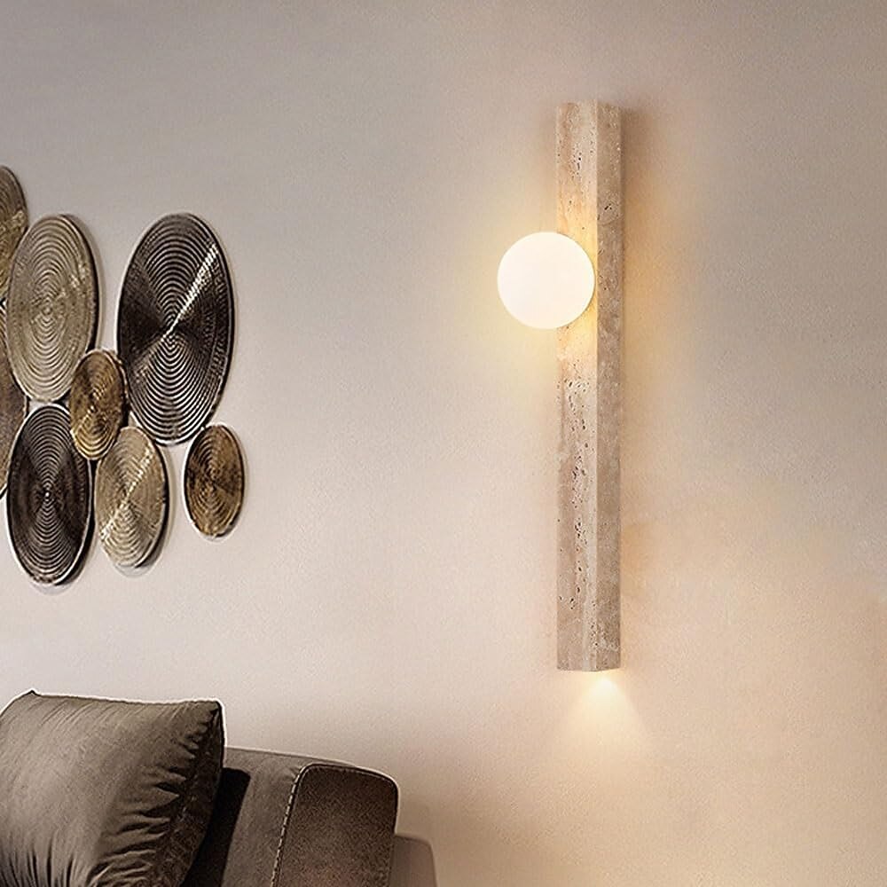 Wabi-Sabi Travertine Cylinder Wall Light