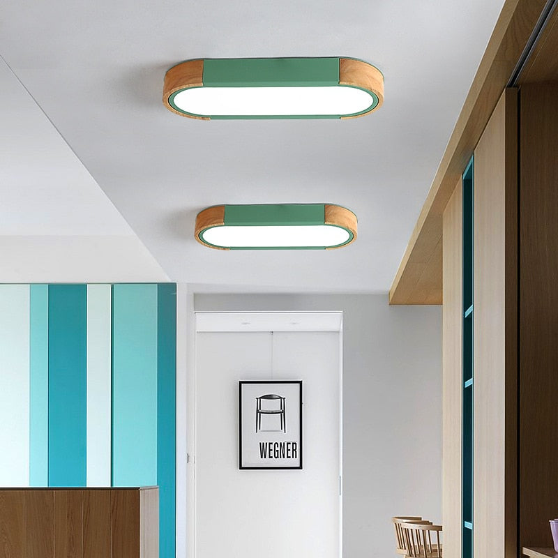 Modern Wood Linear Ceiling Light