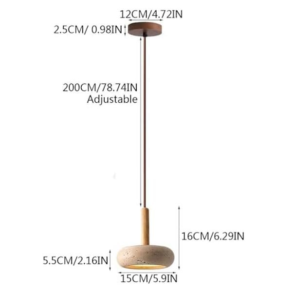 Wabi-Sabi Travertine Disc Pendant Light