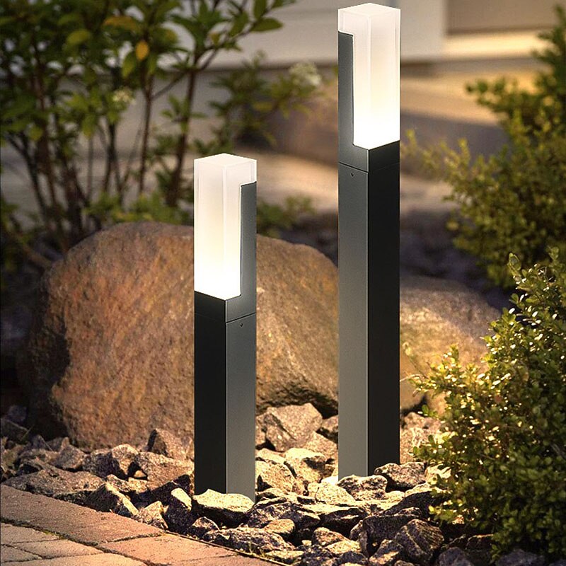 Modern Metal Bollard Post Light