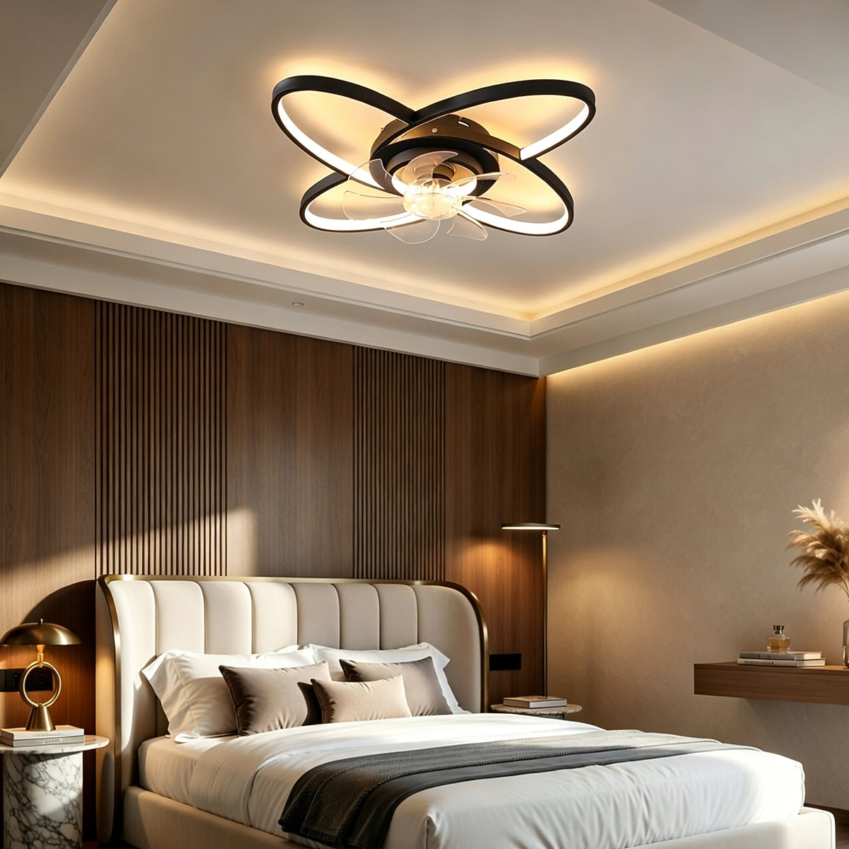 Modern Metal Ring-Fan Ceiling Fan Light