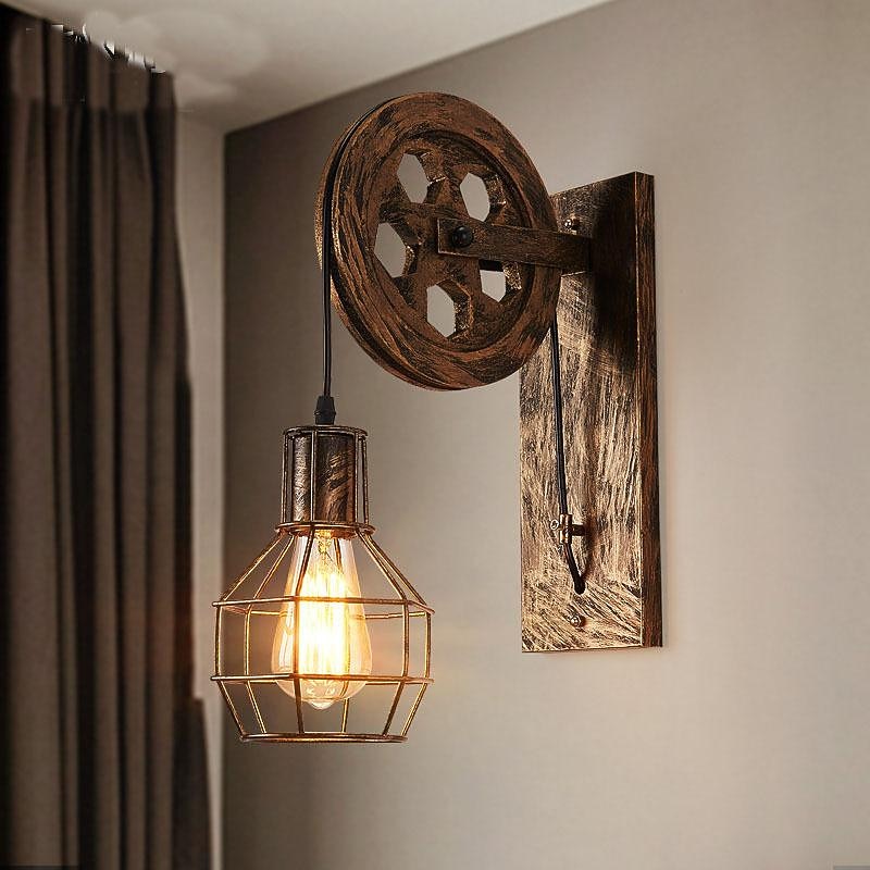 Modern Metal Pulley-Lantern Wall Light