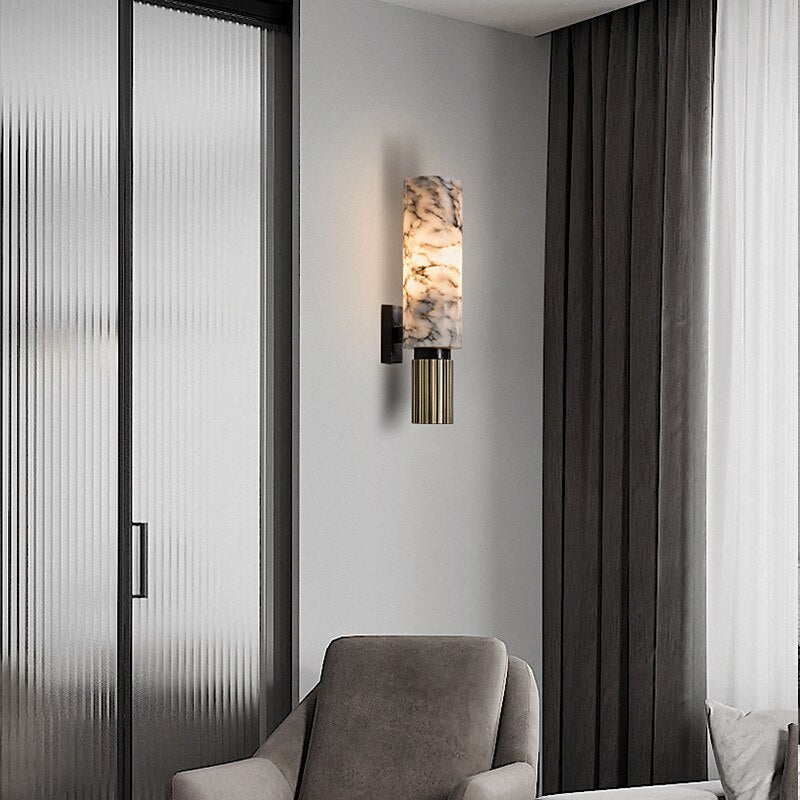 Modern Marble Cylinder Wall Light