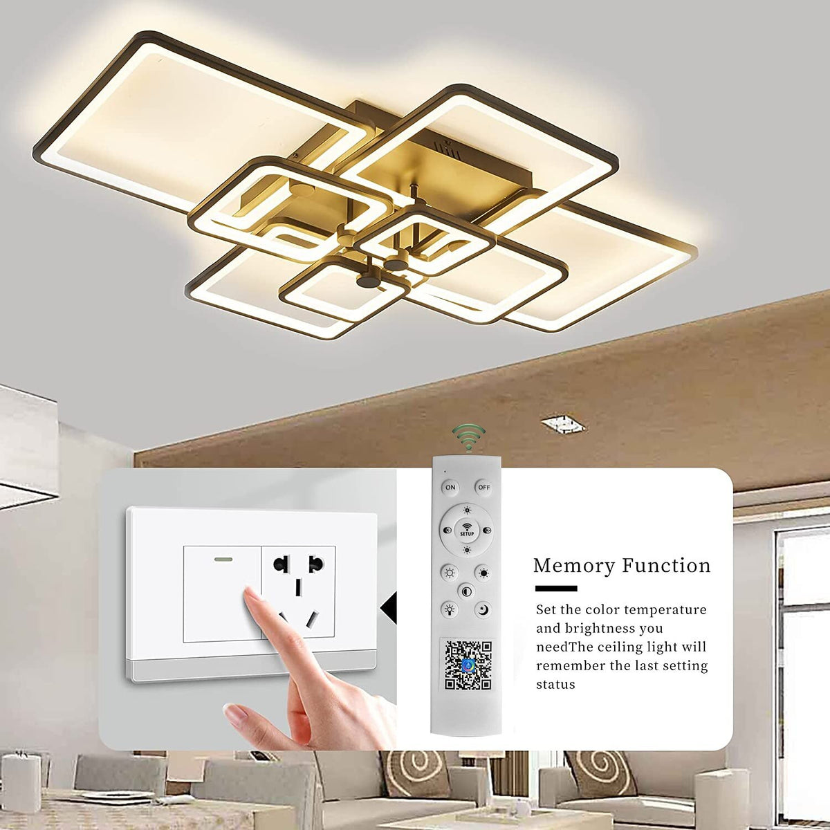 Modern Acrylic Square-Frame Ceiling Light