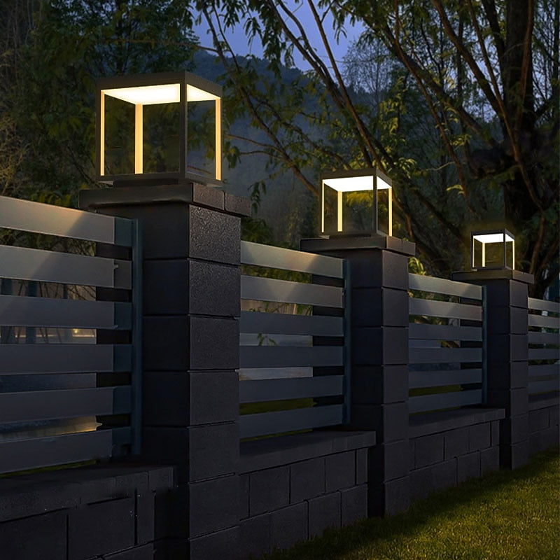 Modern Metal Square Post Light